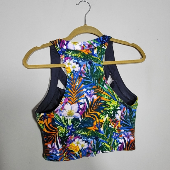 🌜 RARE FIND Marilyn Monroe Cutout Crop Top Tropical Palm Size M - Picture 2 of 7